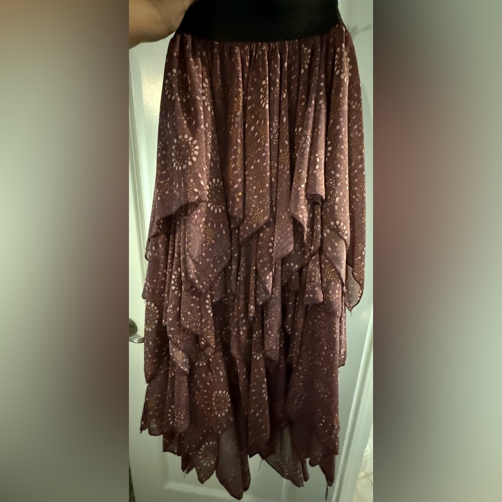 Free People Asymmetrical Brown Patterned Dress